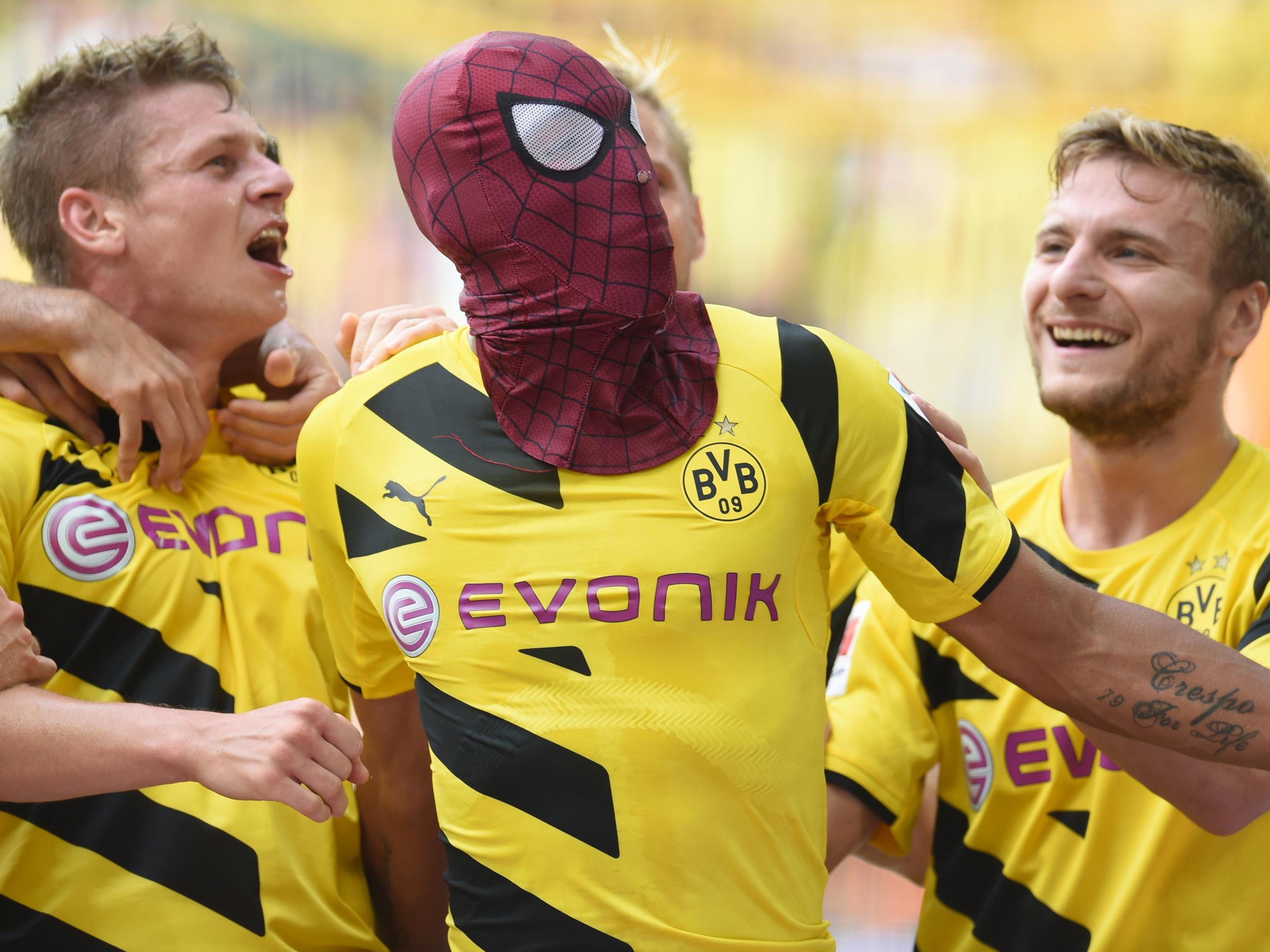 Aubameyang has a history of masked celebrations