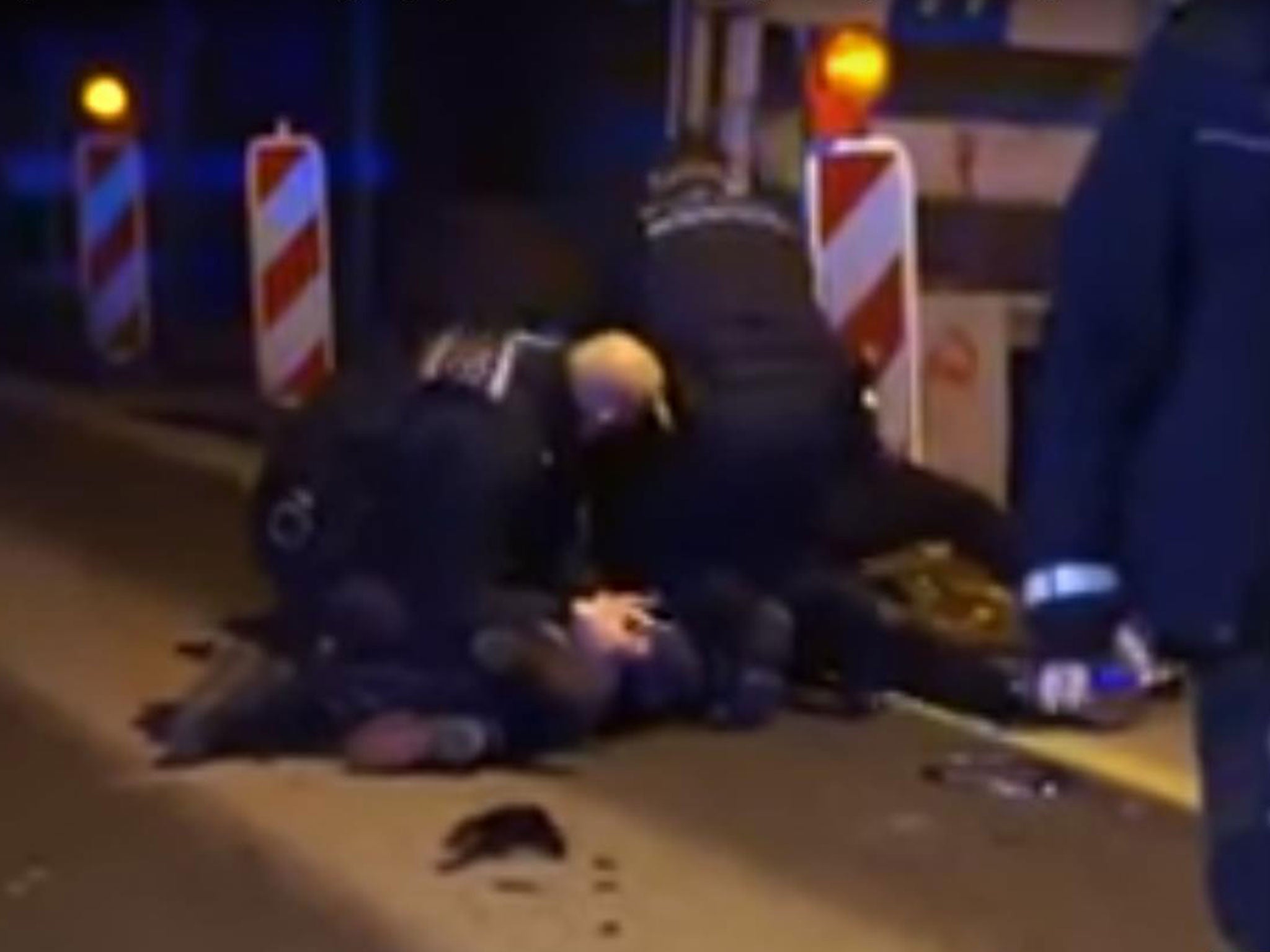 German police were caught on video beating a man in Stuttgart on 19 February