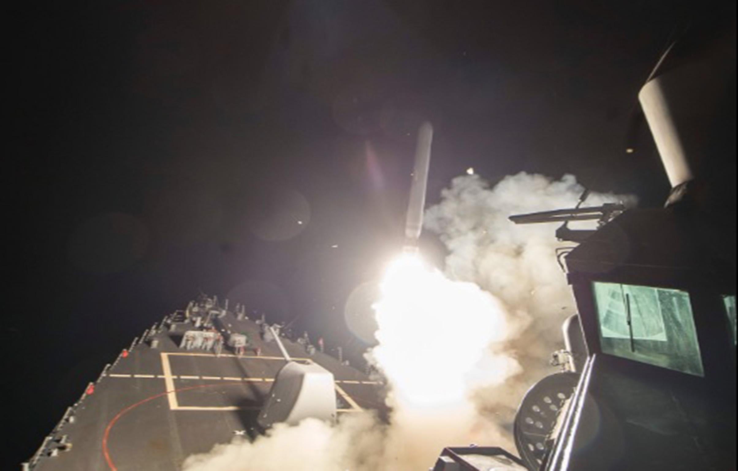 59 Tomahawk missiles were fired from the USS Porter and the USS Ross, the Pentagon said