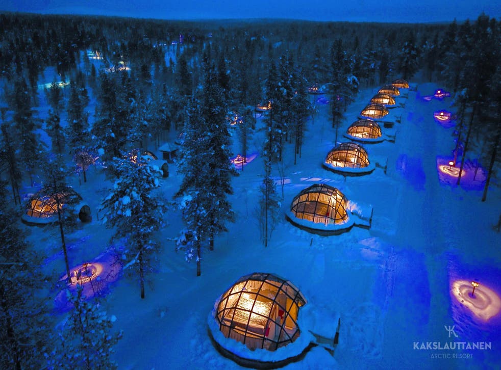 The glass roof igloos at the Kakslauttanen Resort, Finland