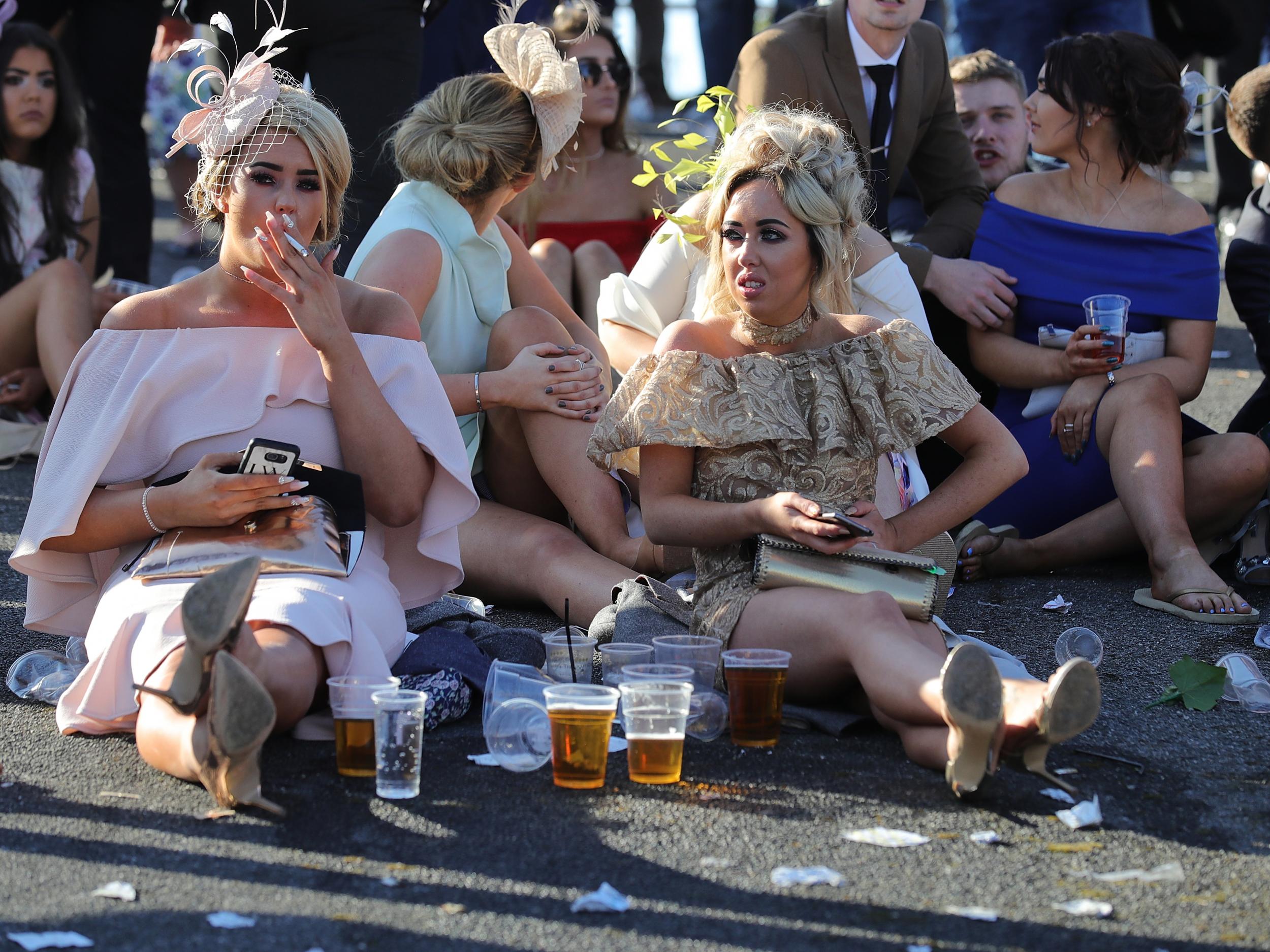 Punters at the end of another busy day at Aintree