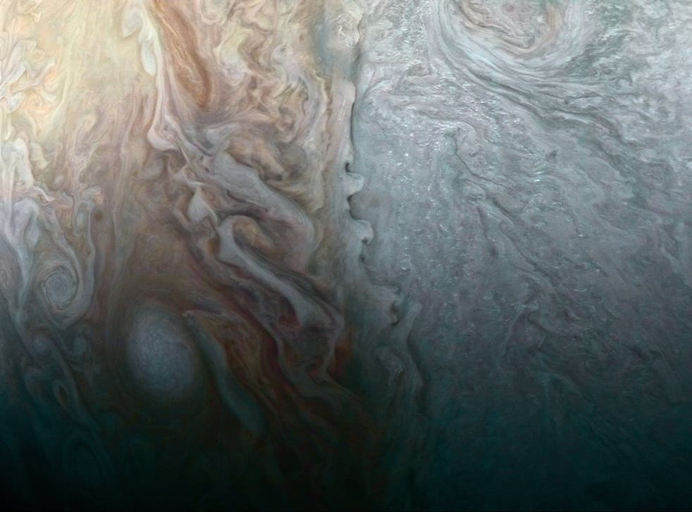 This image of Jupiter was taken late last month as the Juno spacecraft performed a close flyby of the planet