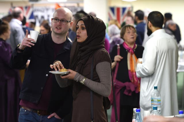 People at Birmingham Central Mosque's 'best of British' tea party