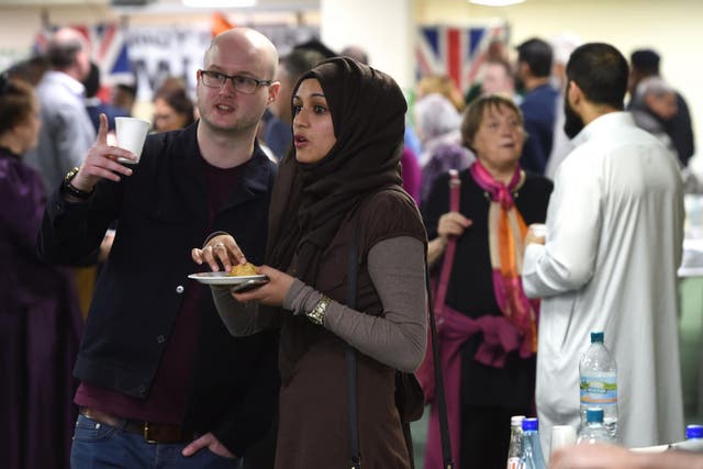 People at Birmingham Central Mosque's 'best of British' tea party