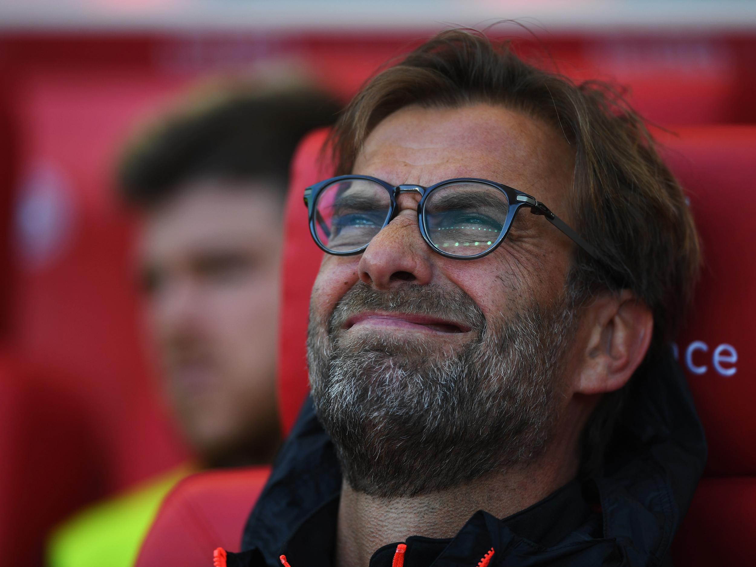 Klopp watches the first-half with a pained expression on his face