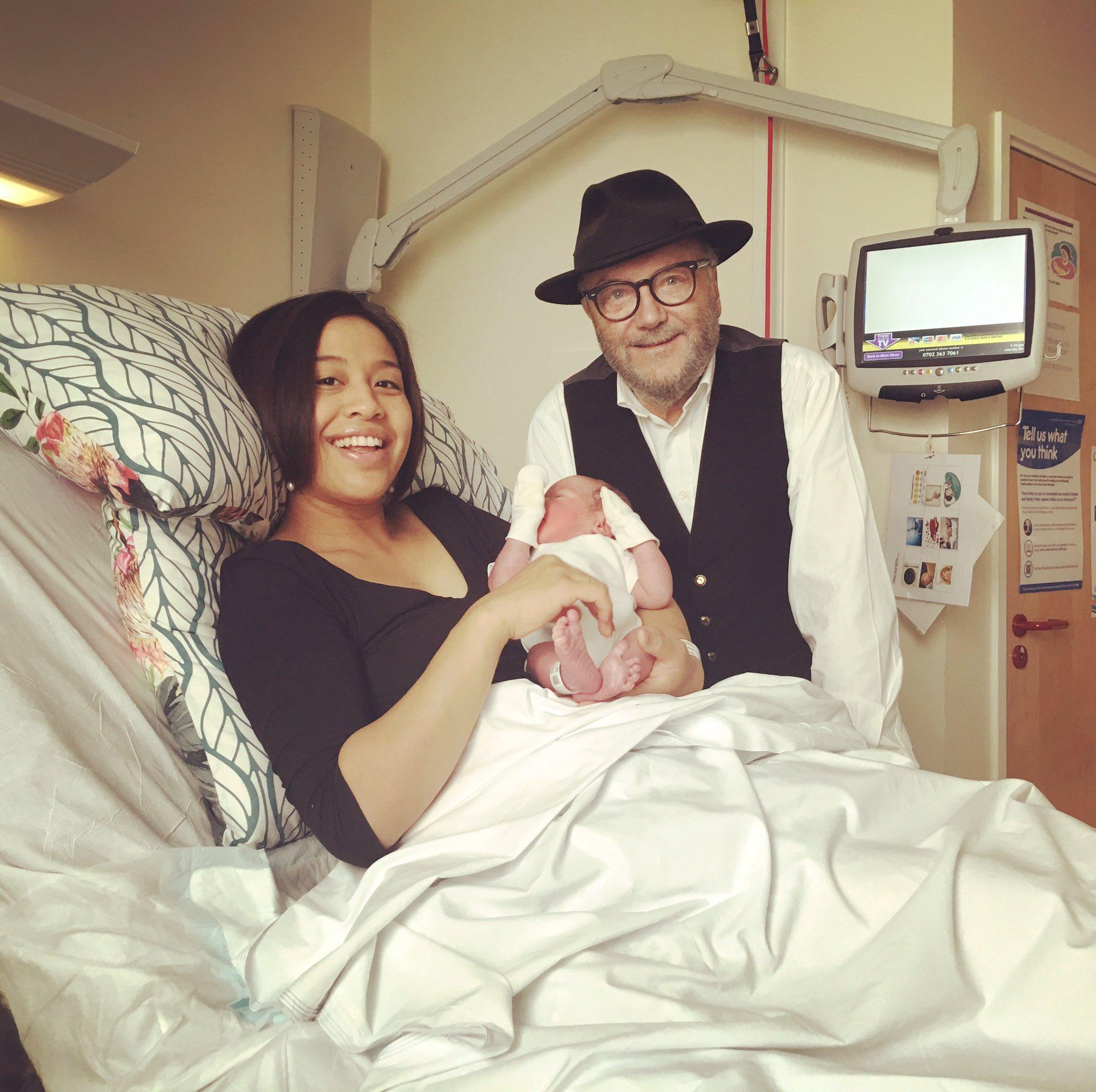 Baby Orlá is welcomed into the world by Mr Galloway and his wife Putri