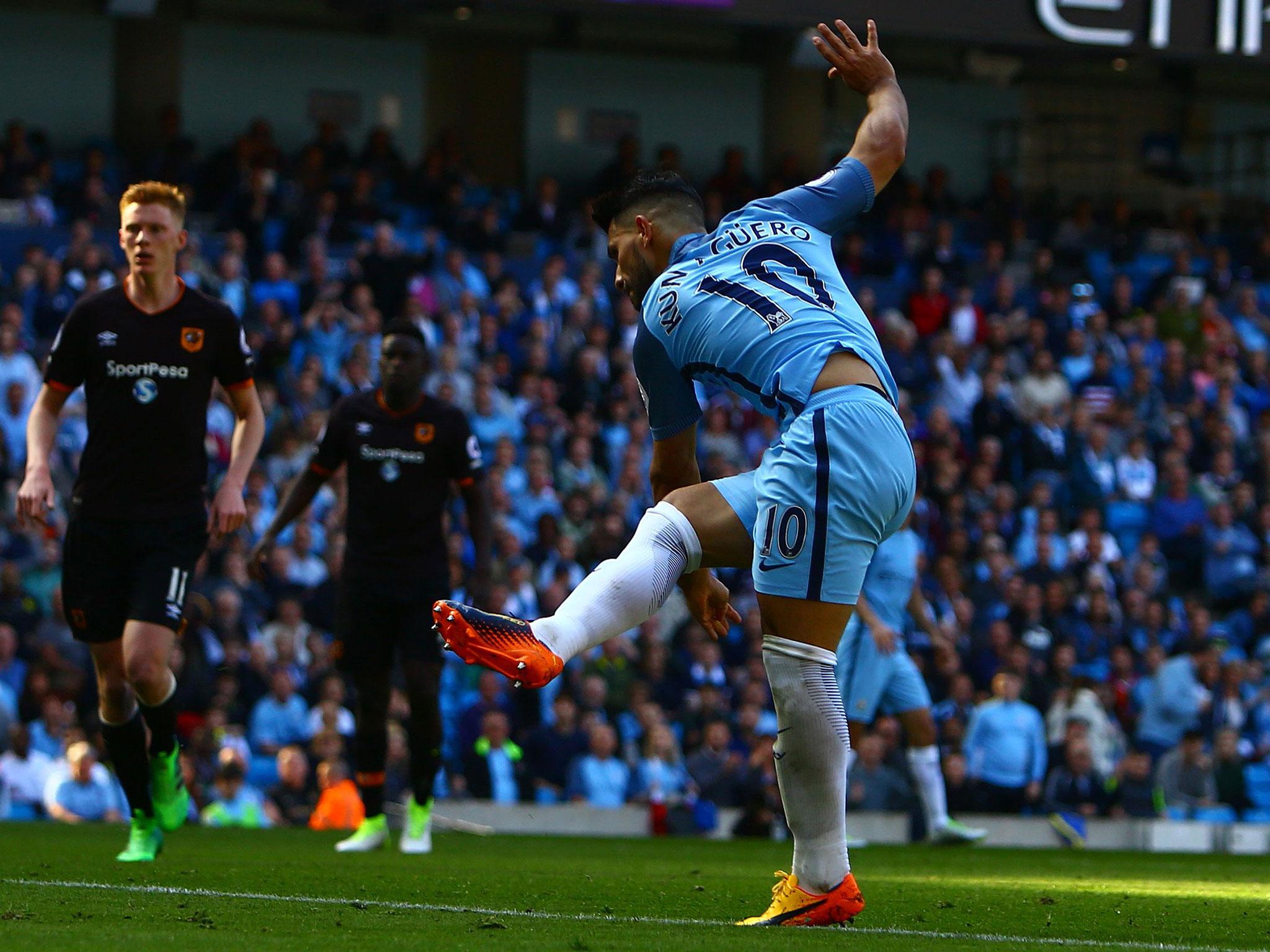 Aguero swept in City's second goal