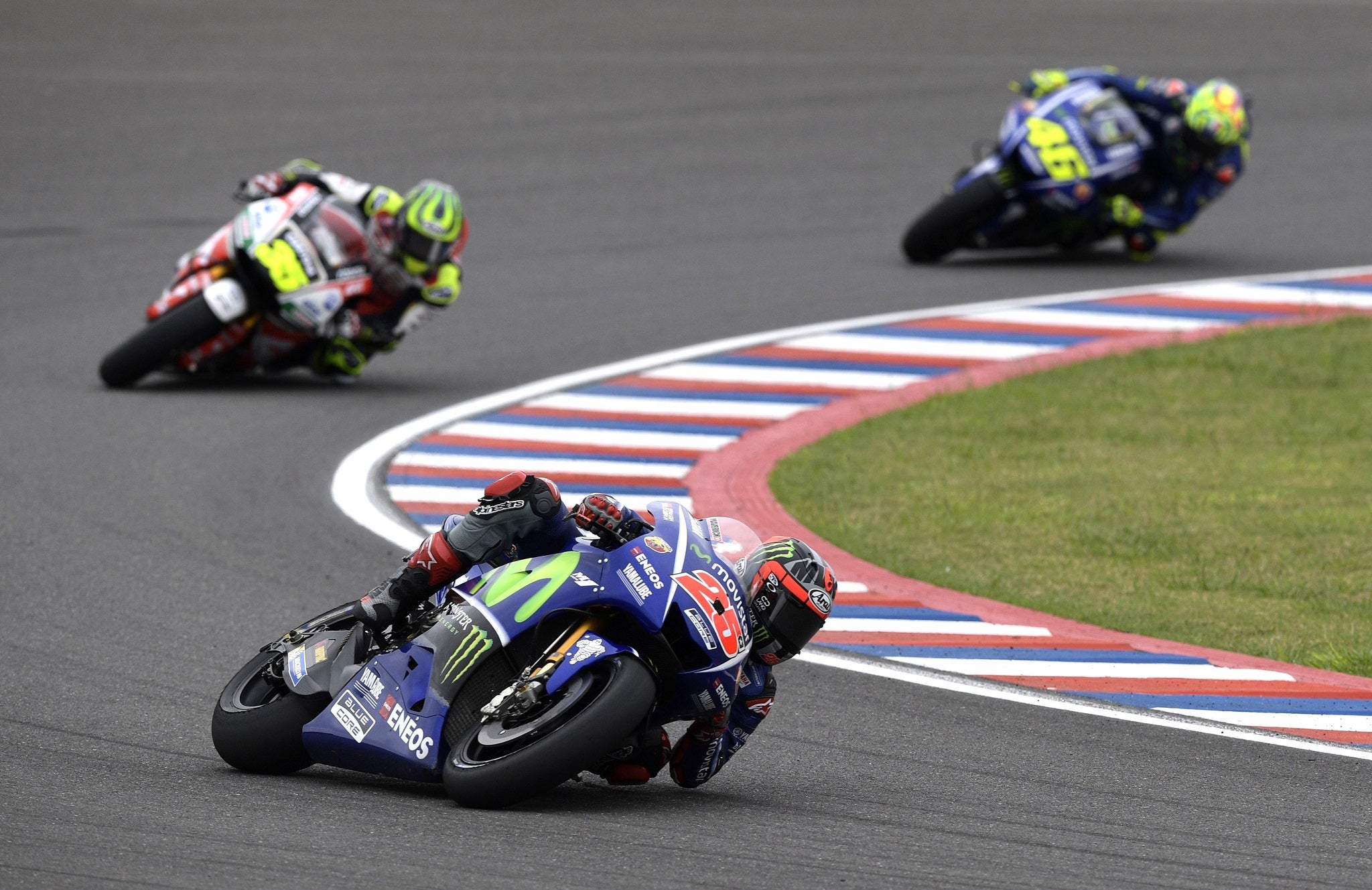 Vinales led Crutchlow until eight laps from home when Rossi made his move