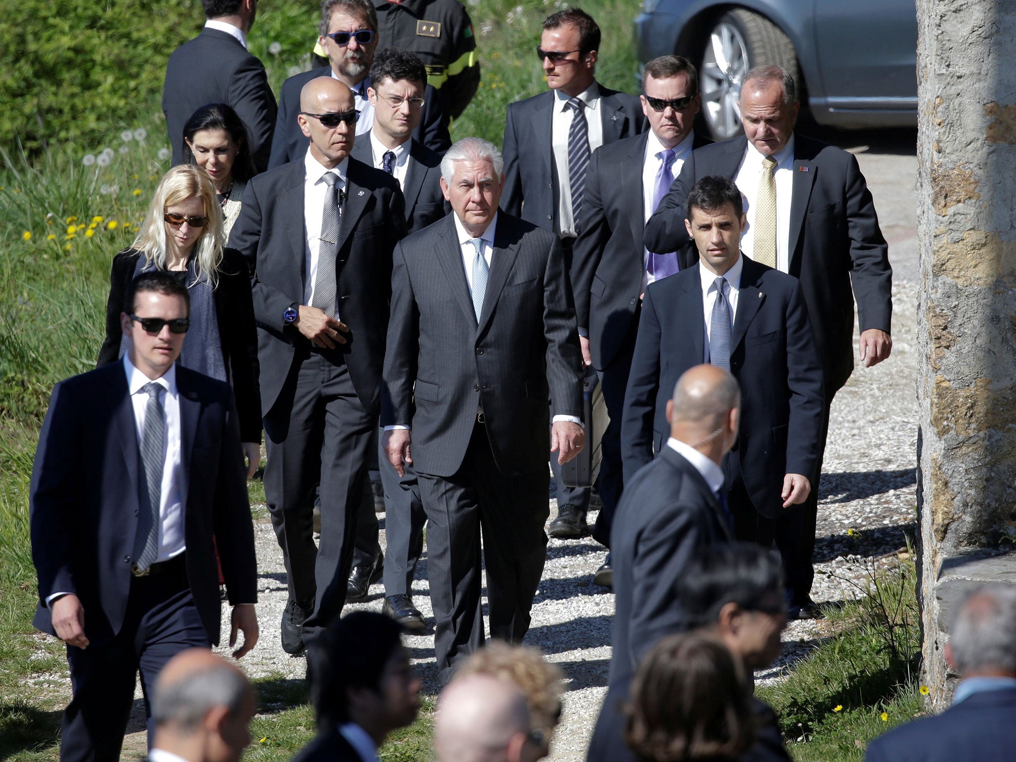 &#13;
US Secretary of State Rex Tillerson arrives to attend a ceremony at the Sant'Anna di Stazzema memorial &#13;