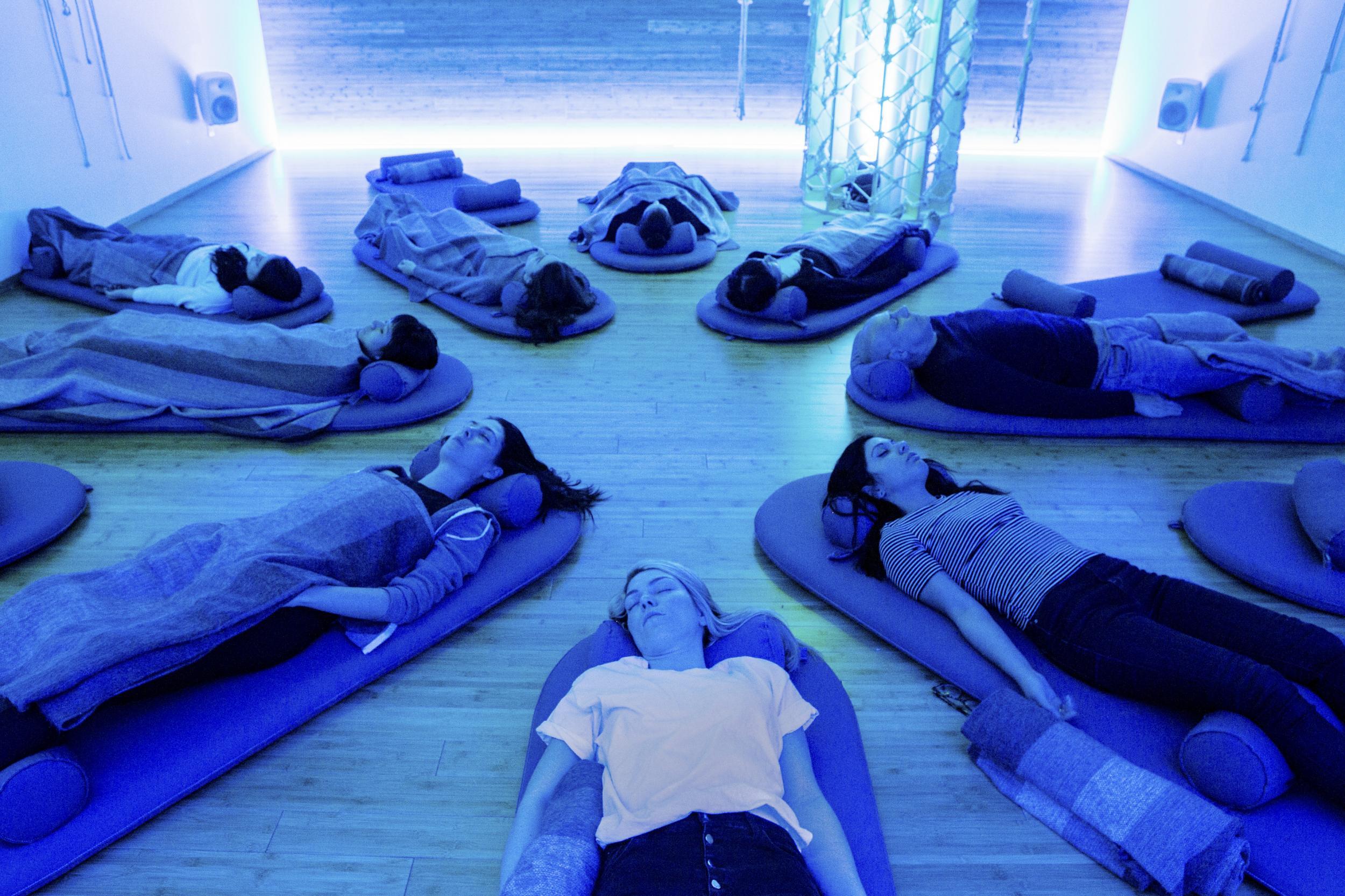 A Deep Rest “class” at Inscape, a meditation studio in the Chelsea neighborhood of Manhattan