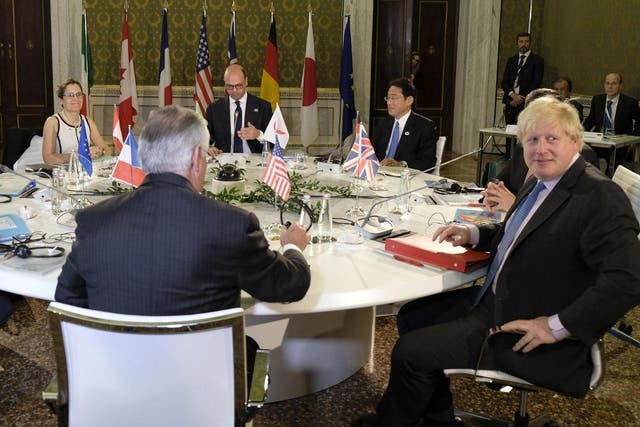 The Foreign Secretary was due to push sanctions on fellow G7 leaders at a meeting on Monday evening