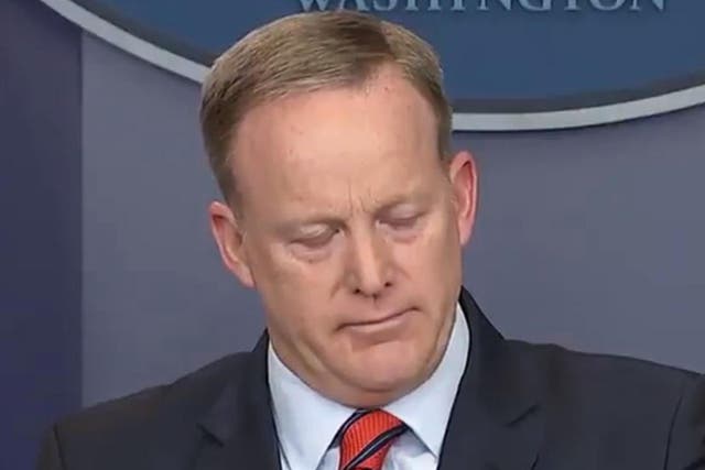 Sean Spicer during a press briefing on Tuesday 11 April