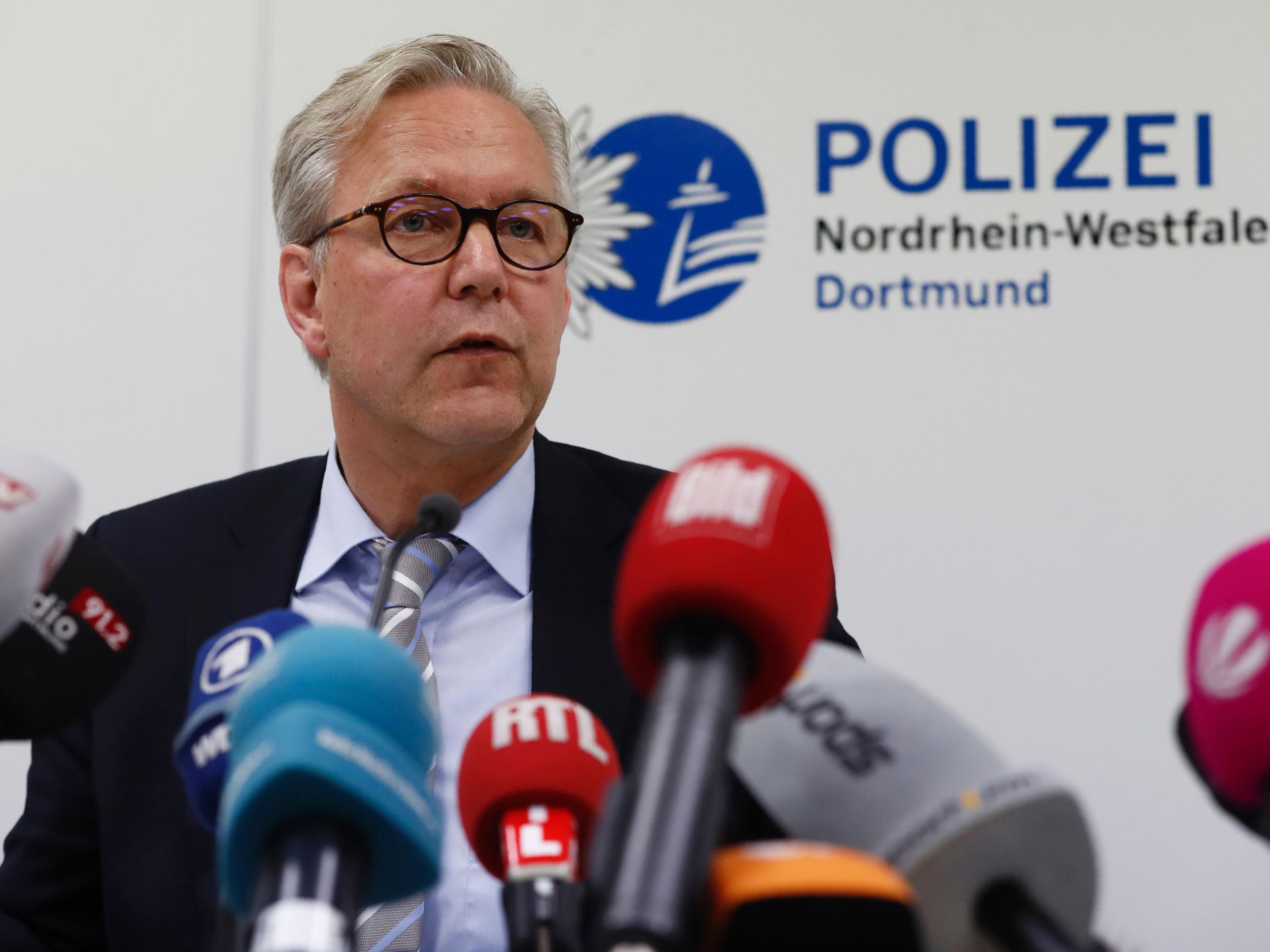 Dortmund Chief of Police, Gregor Lange addresses a press conference
