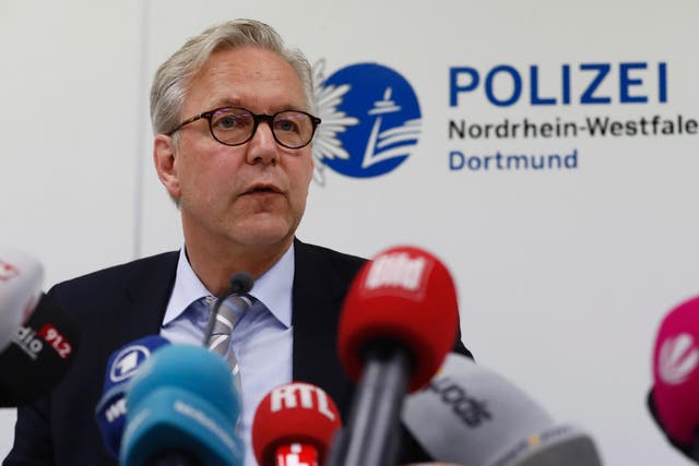Dortmund Chief of Police, Gregor Lange addresses a press conference