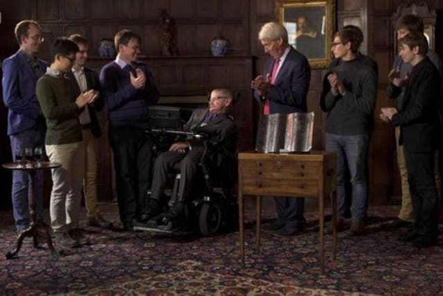 Professor Hawking with the University Challenge finalists