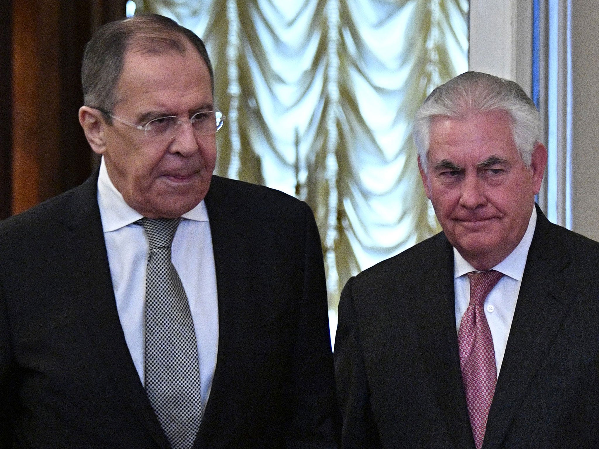 Russian Foreign Minister Sergei Lavrov, left, and US Secretary of State Rex Tillerson meet in Moscow