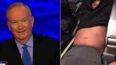 Bill O'Reilly laughs watching bloodied United passenger