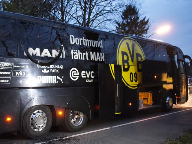 Dortmund's bus was attacked upon leaving their team hotel on Tuesday