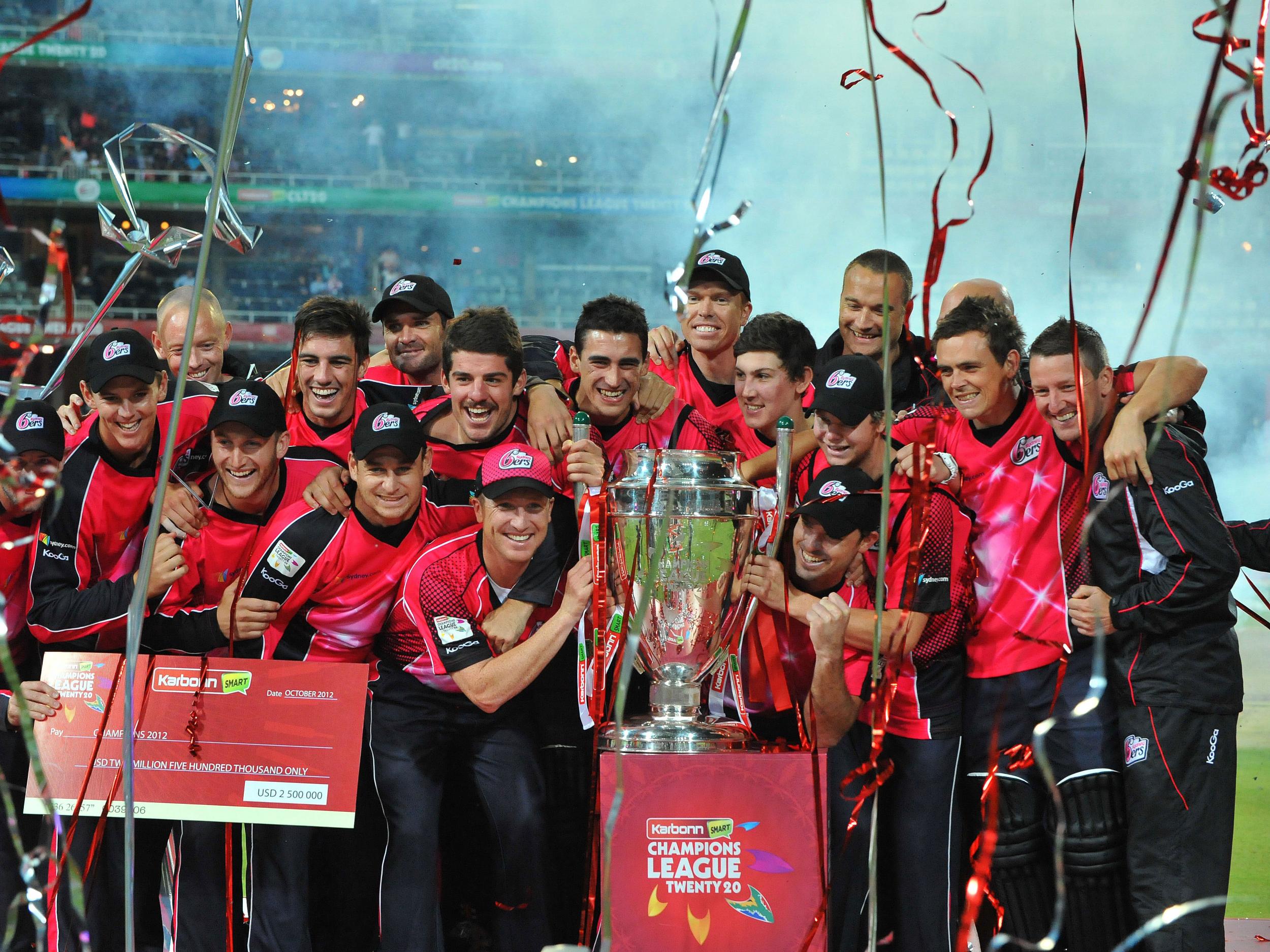 The Sydney Sixers celebrate their 2012 CLT20 triumph