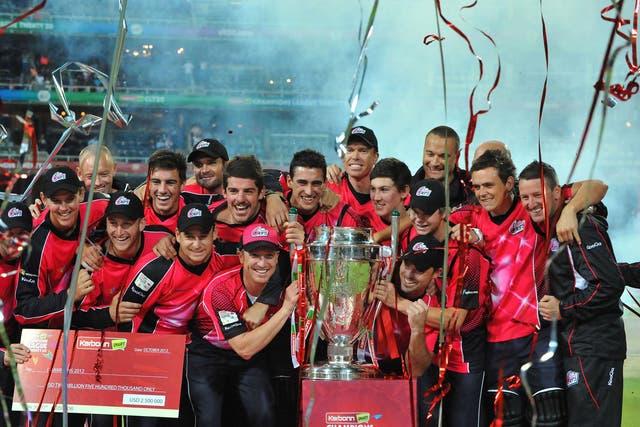 The Sydney Sixers celebrate their 2012 CLT20 triumph