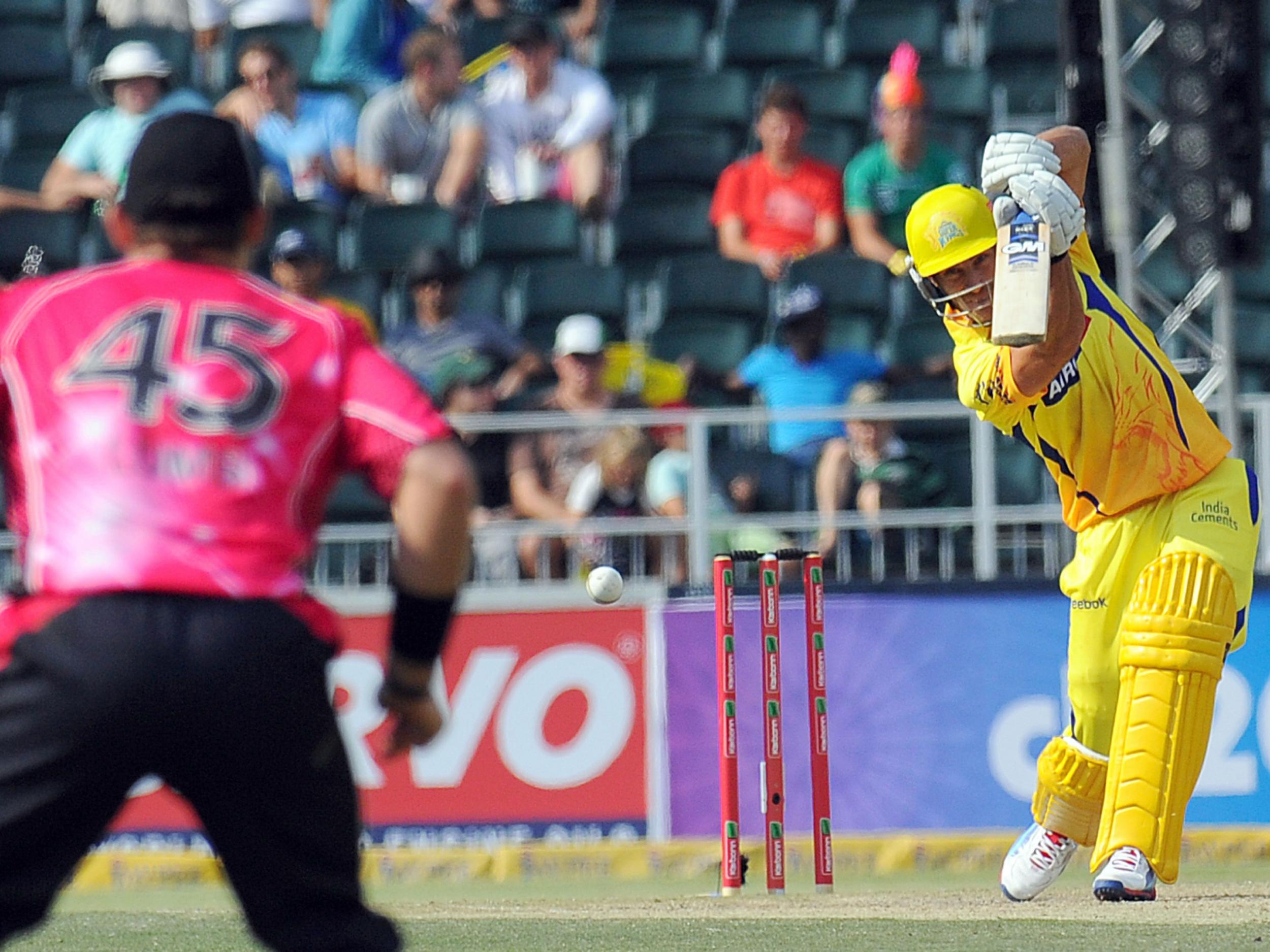 The Chennai Super Kings in action against Sydney at the CLT20