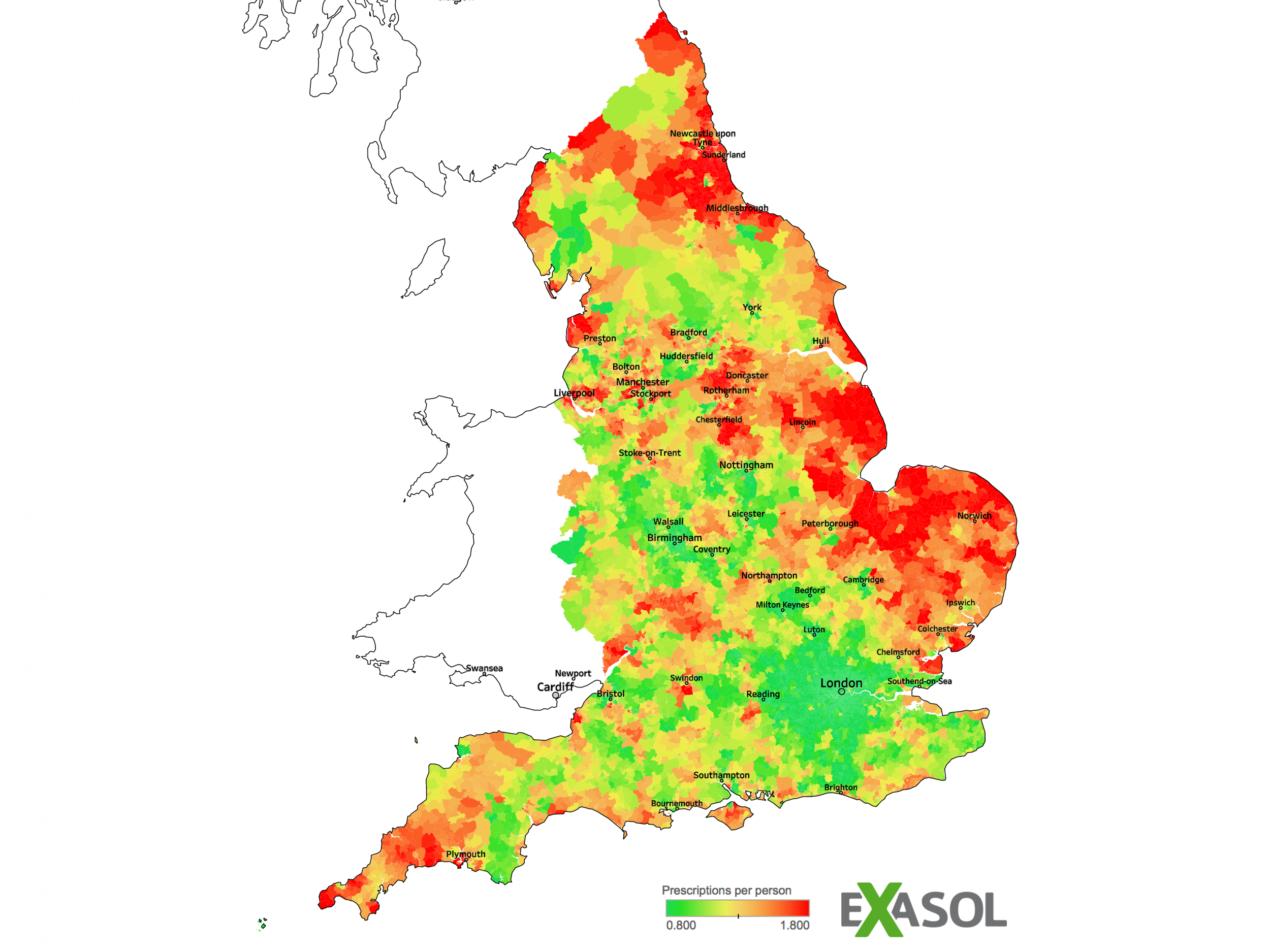 North East prescribes twice the number of antidepressants per person as the South East and London