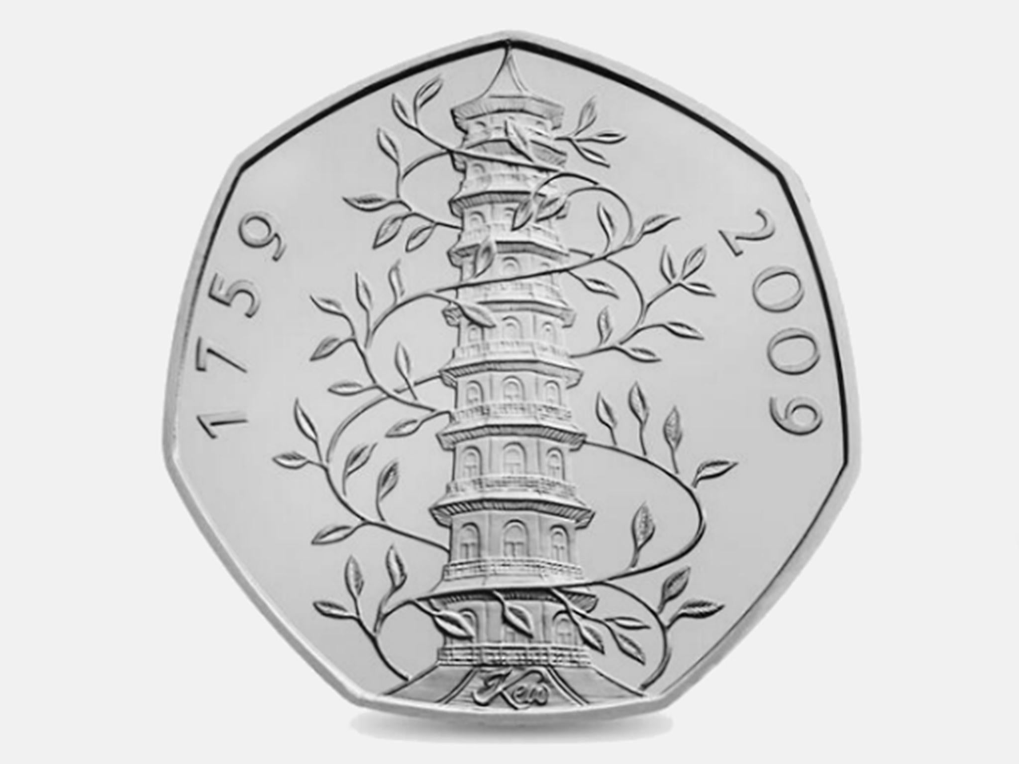 The Kew Garden 50p coin was released to celebrate the 250th anniversary of the foundation of Kew Gardens