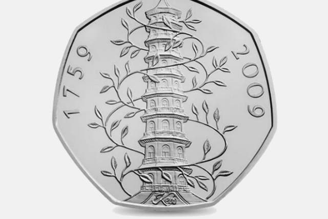 The Kew Garden 50p coin was released to celebrate the 250th anniversary of the foundation of Kew Gardens 