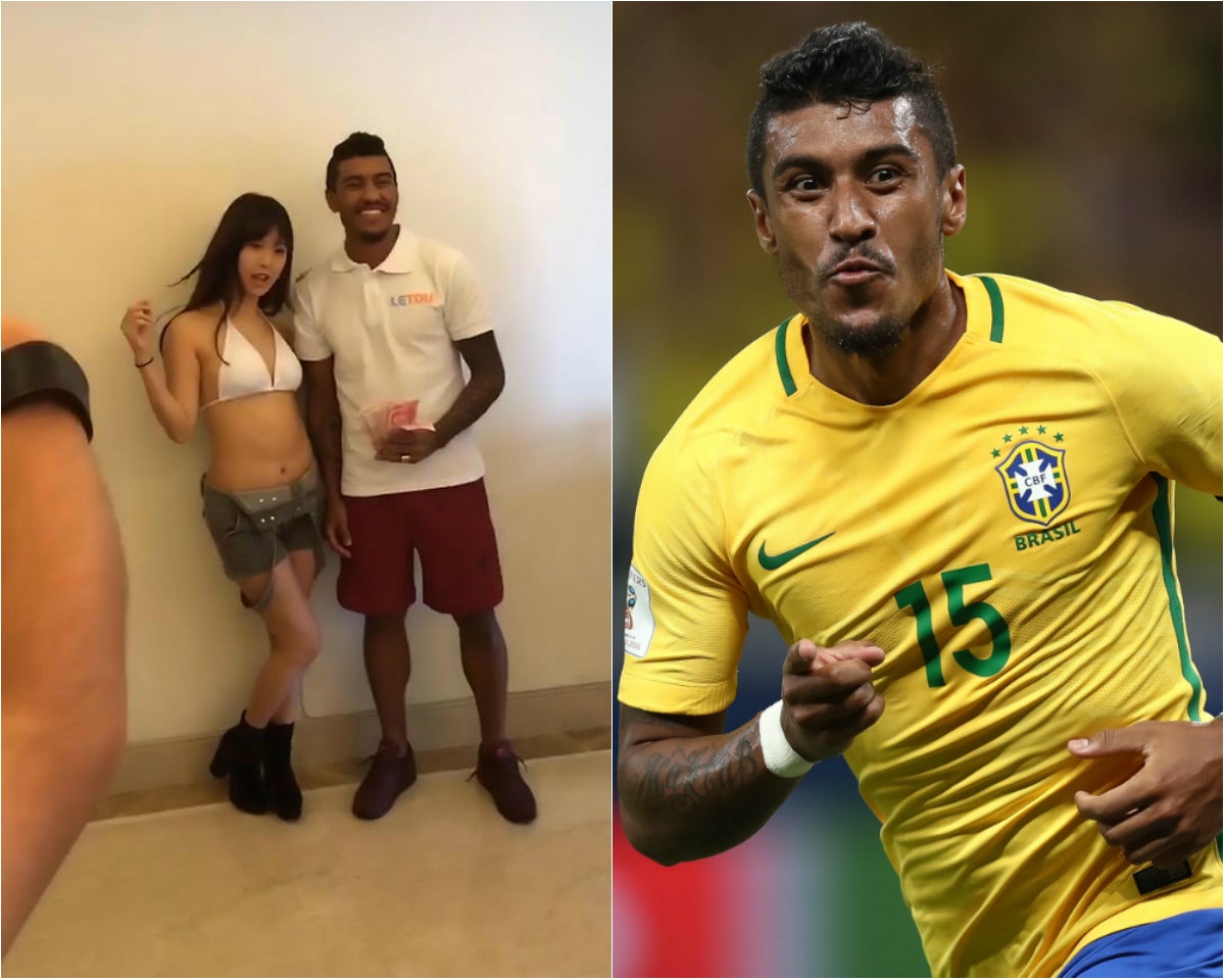 Paulinho risks being deported from China after posing alongside a porn star in a gambling advert The Independent The Independent pic photo