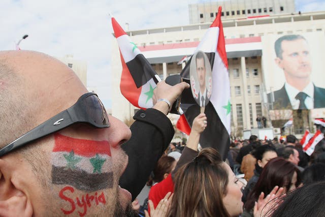 A pro-Assad rally in Damascus, 2012