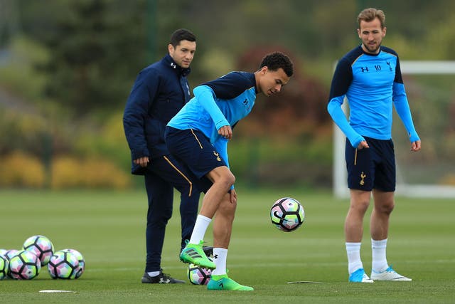 Dele Alli in training ahead of Tottenham's game with Bournemouth at the weekend
