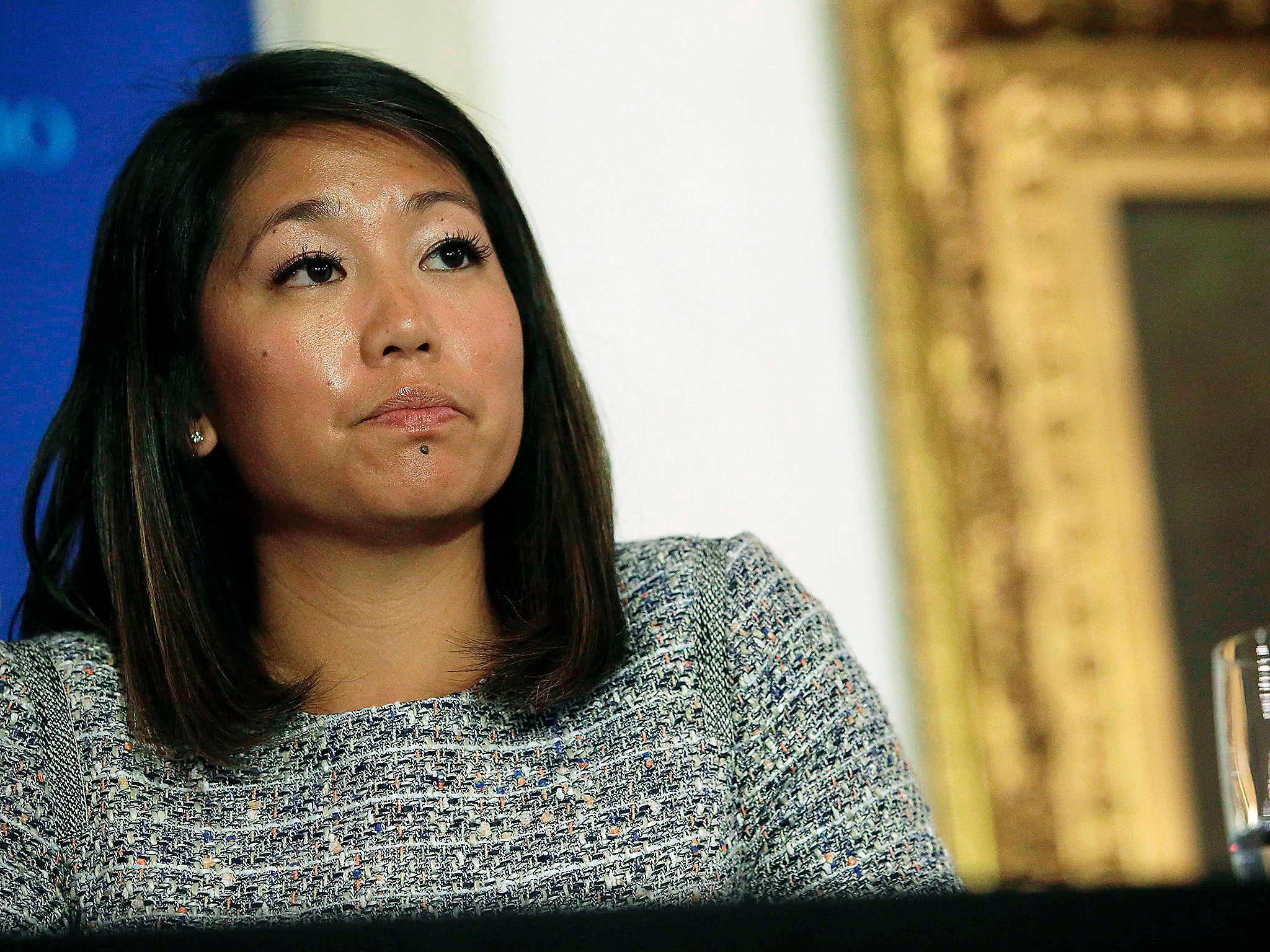 Mr Dao’s daughter Crystal Dao Pepper at the press conference on Thursday. ‘What happened to my dad should have never have happened to any human being regardless of the circumstance,’ she said