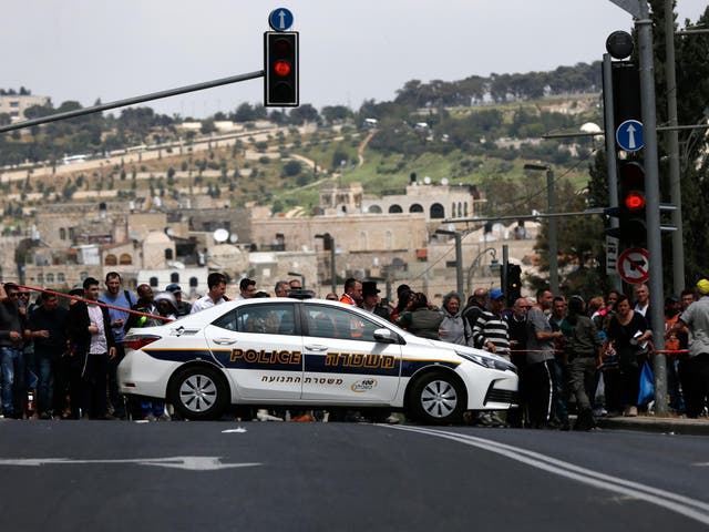 Police cordoned off the area where the woman was attacked