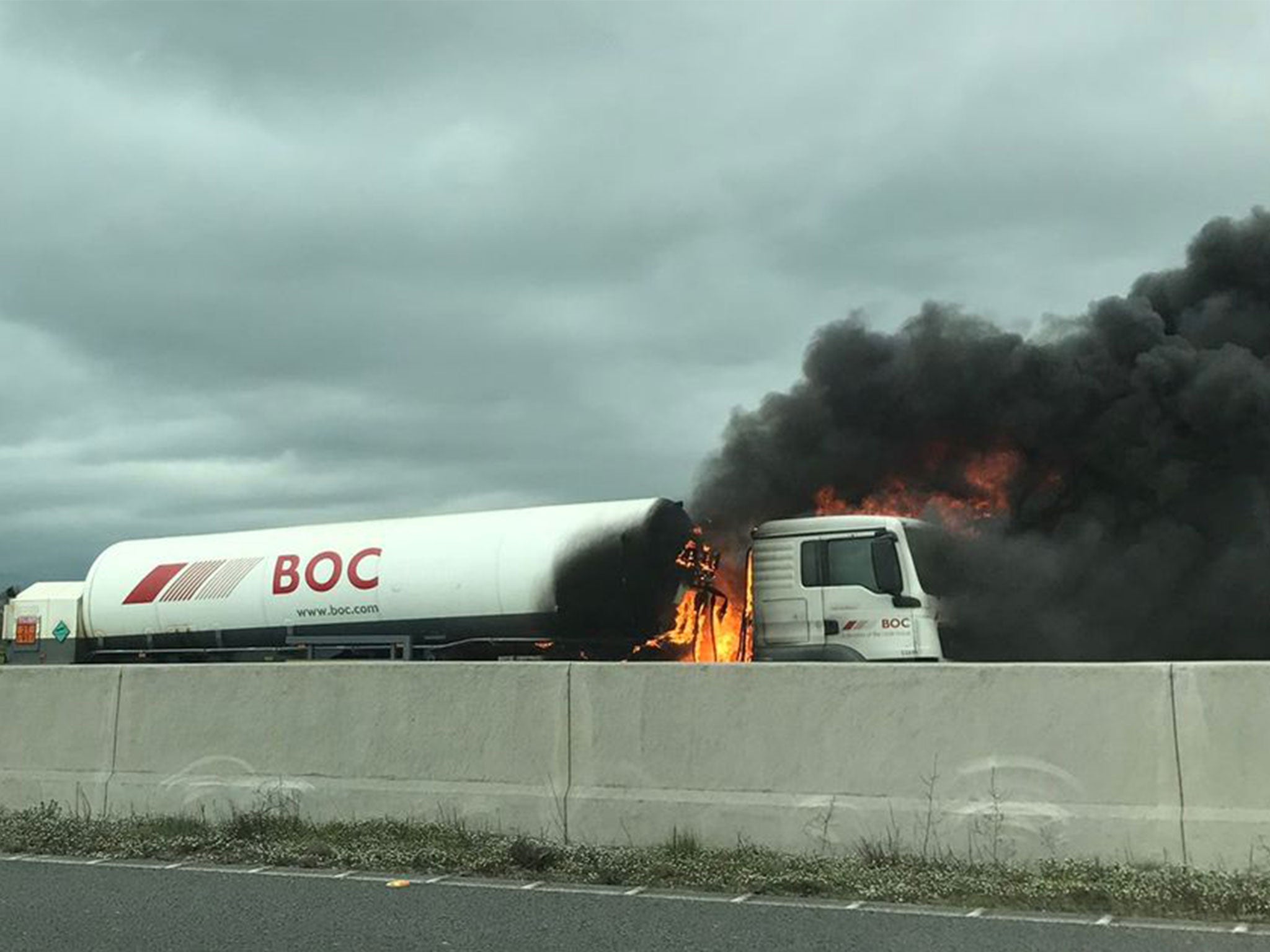 The fire is understood to involve a BOC gas tanker