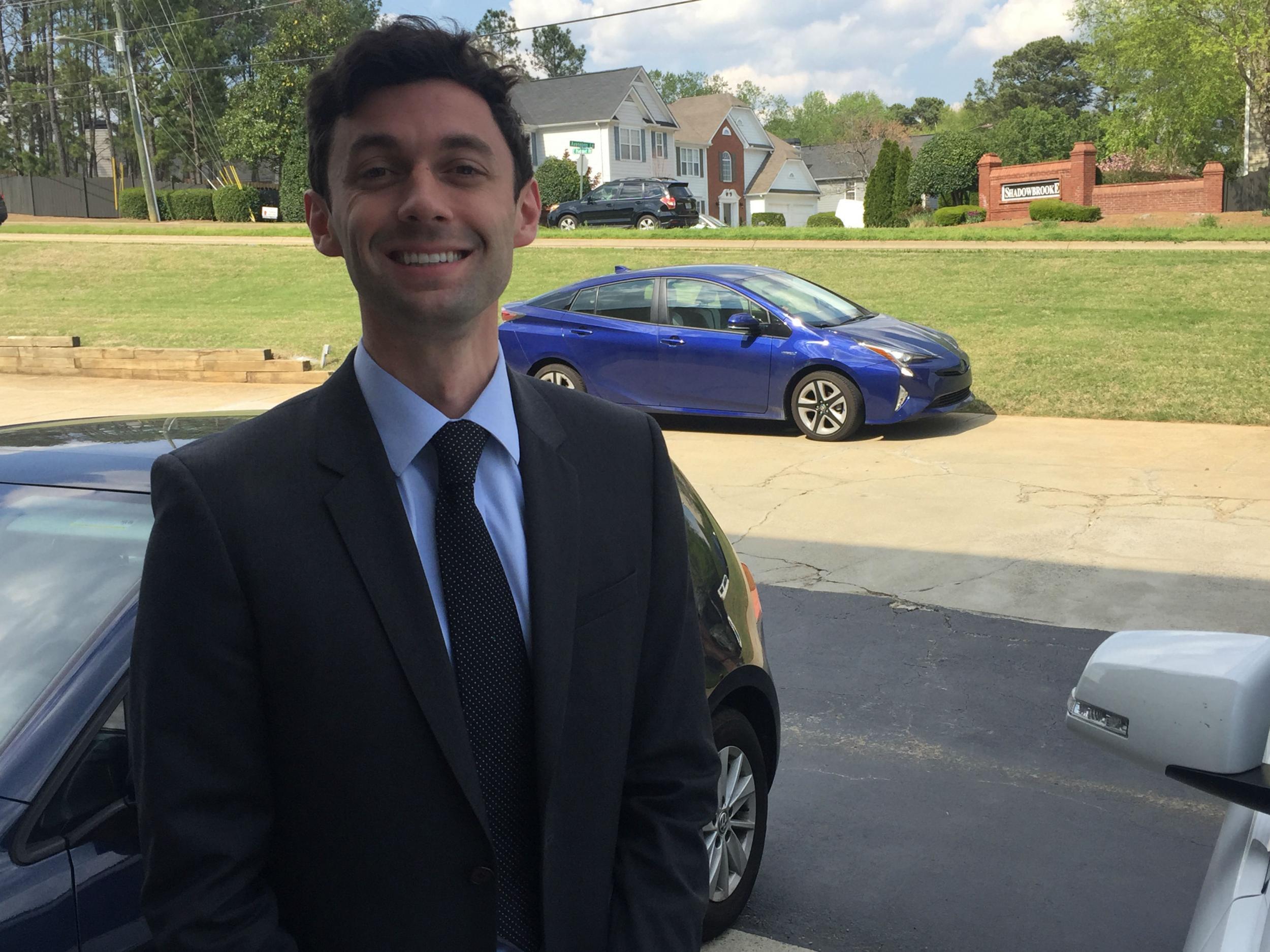 Jon Ossoff after meeting volunteers at his main campaign office in Marietta, Georgia
