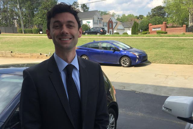 Jon Ossoff after meeting volunteers at his main campaign office in Marietta, Georgia