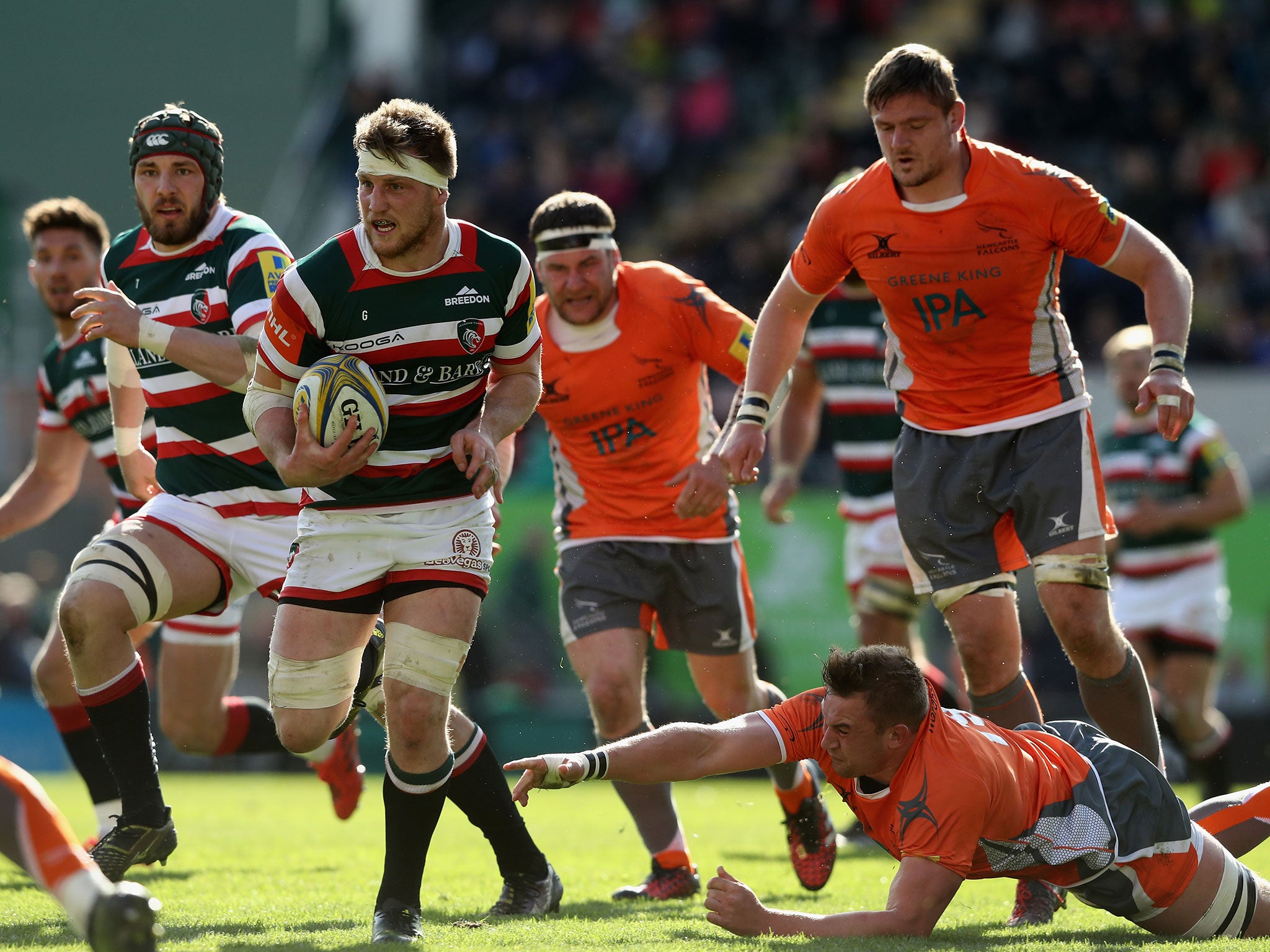 Brendon O'Connor of Leicester breaks into space