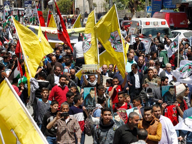 A support protest in Hebron for the prisoners who have gone on hunger strike