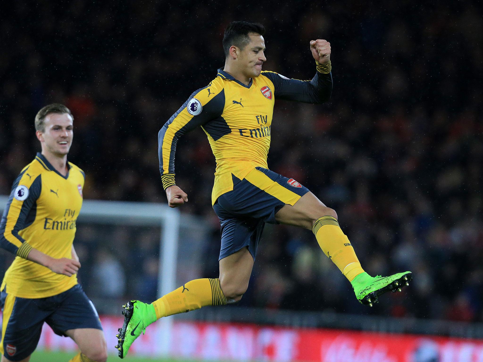 Sanchez celebrates his goal