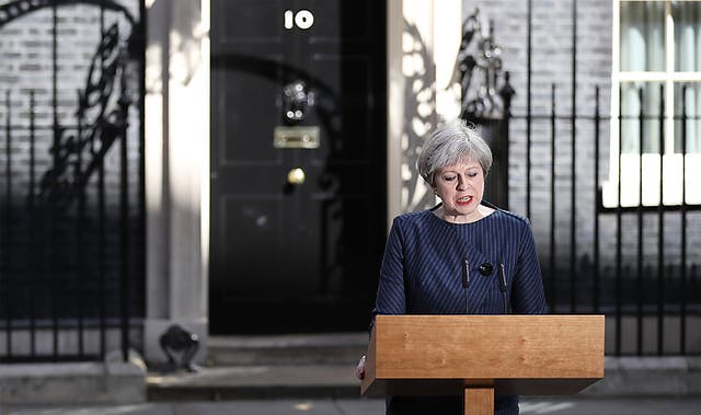 Prime Minister Theresa May makes a statement to the nation in Downing Street