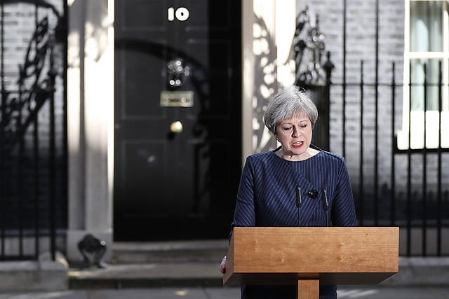 Prime Minister Theresa May makes a statement to the nation in Downing Street
