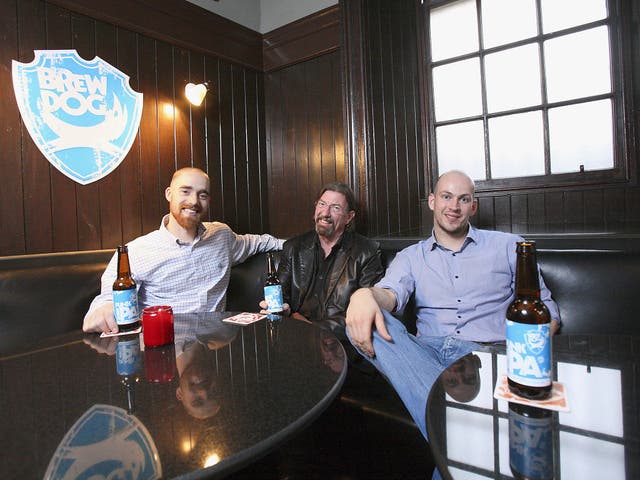 <p>James Watt (right) with fellow BrewDog founder Martin Dickie (left) and billionaire investor Keith Greggor</p>