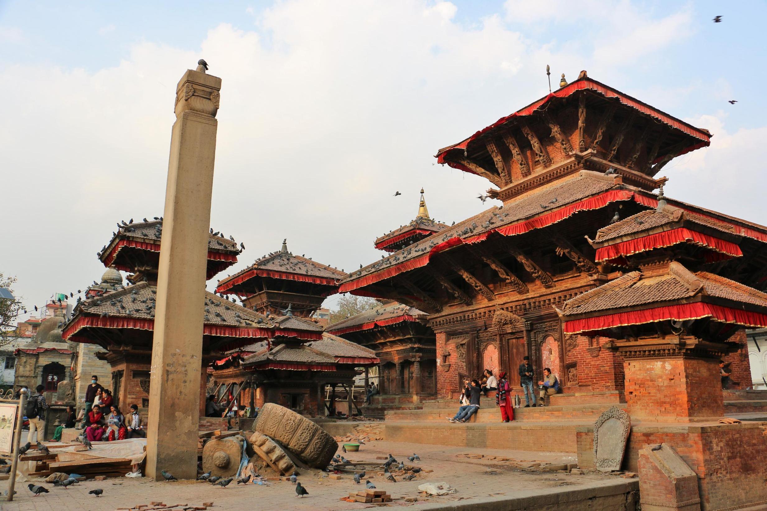 Many of the temples in Durbar Square were severely damaged