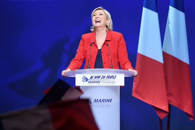 French presidential election candidate for the far-right Front National party Marine Le Pen during a campaign meeting  in Paris