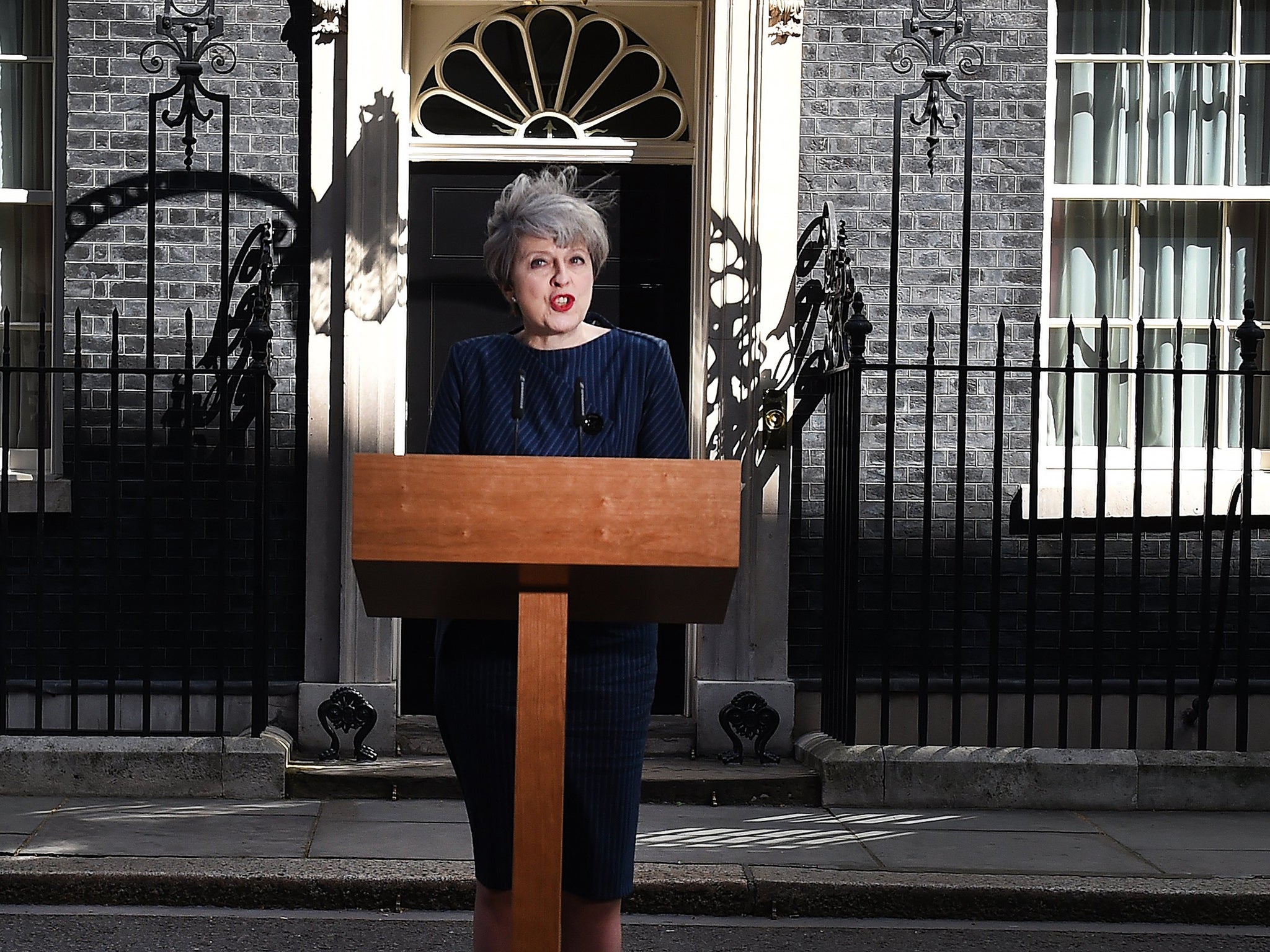 Theresa May announces she will call for a snap general election on the steps of Downing Street