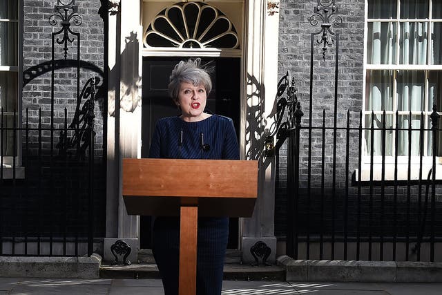 Theresa May announces she will call for a snap general election on the steps of Downing Street