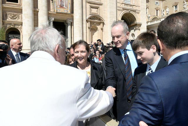 The news came as Mr O'Reilly shook hands with the Pope