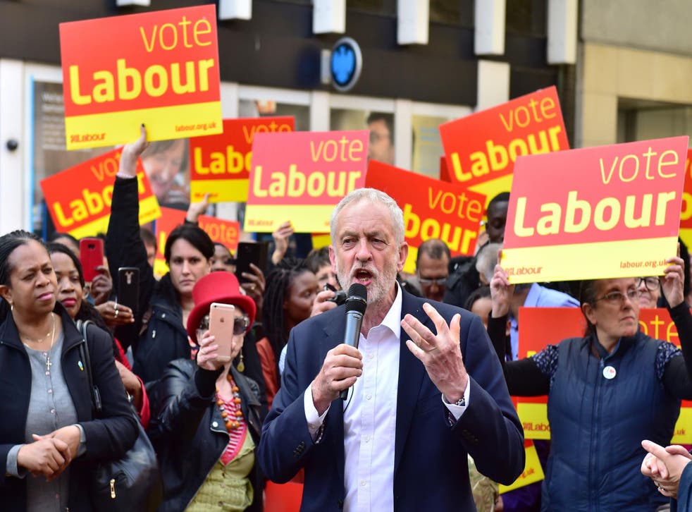 Jeremy Corbyn delivers a stump speech to Labour activists in Croydon