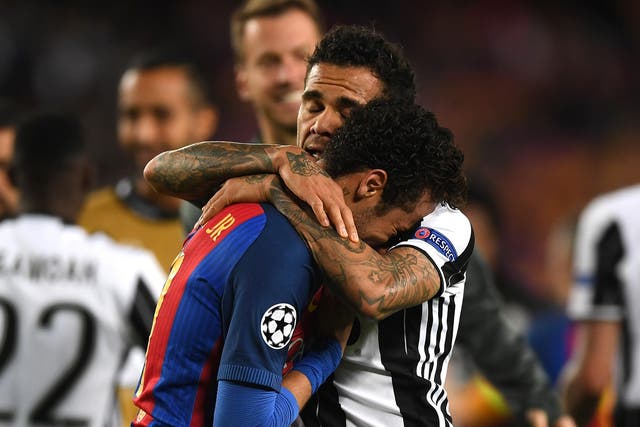 Dani Alves comforted his former team-mate Neymar after the final whistle