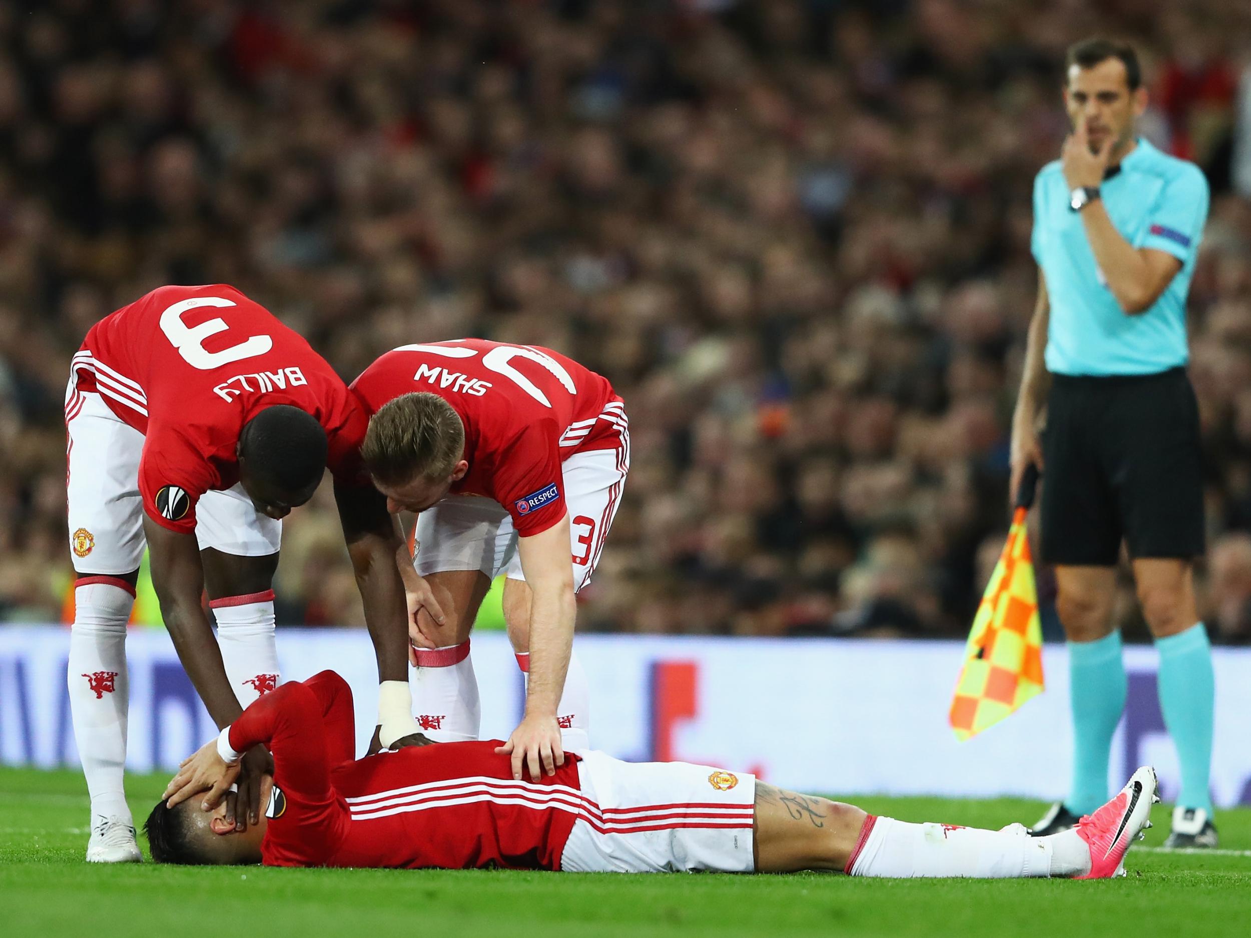 Rojo was forced off with an injury (Getty )